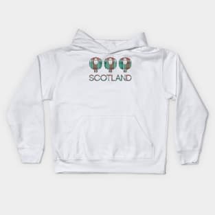 Trio of Scottish Christmas Tartan Patterned Sheep Kids Hoodie